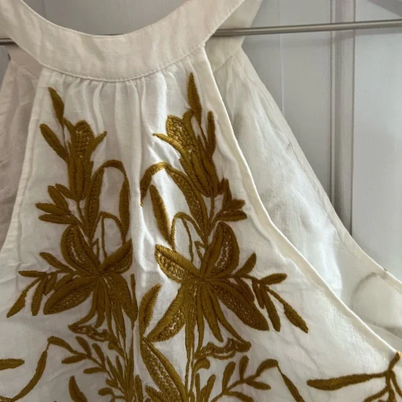 Vanessa Virginia embroidered linen crop with delicate button detail top US 10 - Picture 5 of 14